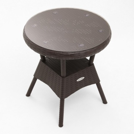 The table "Rattan Ola Dom" Round with glass, brown, 70 x 70 x 72 cm-1