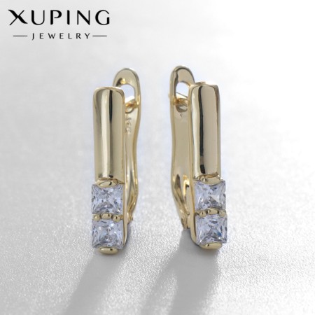 Earrings with rhinestones Xuping discouraged, white color in gold