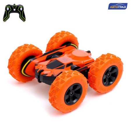 Radio-controlled car-controlled "Strokach" car, works on the battery, color orange color