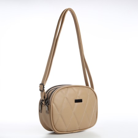 Bag Women's Cross-Bodi with a zipper, beige color-3