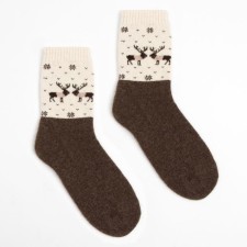 Women's socks from Mongolian wool, chocolate/deer color, size 23 (34-36)