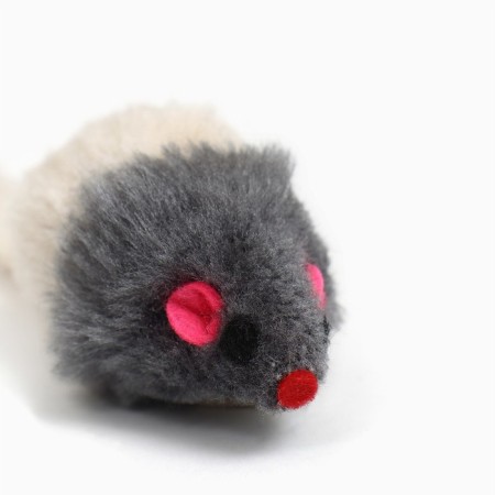 Fluffy mouse "pearl", 6 cm, gray/white-3