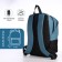 Youth backpack from textiles with a zipper, waterproof, external pocket, black/blue color