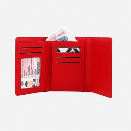 Women's wallet on magnet, red color-5