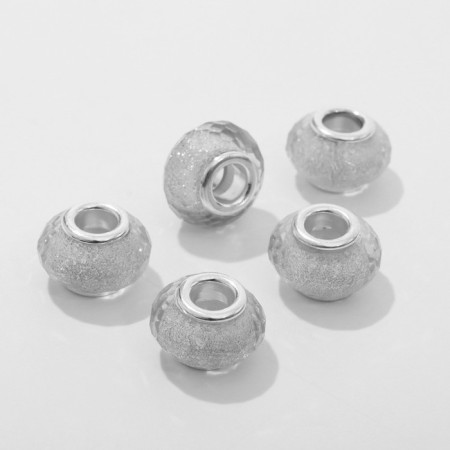 Busina "faceted ice" with sparkles, white color in silver-1