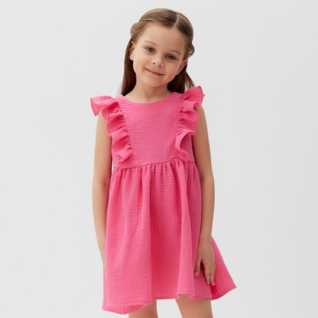 Baby dress with ruffles KAFTAN "Muslin", p. 32 (110-116 cm), bright pink-5