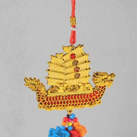 Bell Metal "Ship of the Golden Dragon - Wealth" 3 bells 13x31.5 cm-3