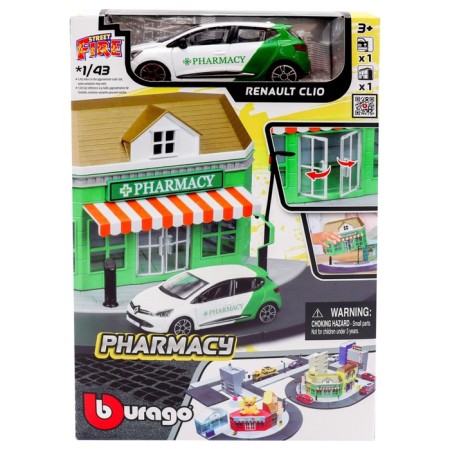 Набор игровой Bburago «Построй свой город! Аптека», с машинкой Street Fire, 1:43-2