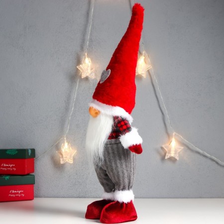 Interior doll "Santa Claus only nose, in a cap with a heart" 43x16x10 cm-2