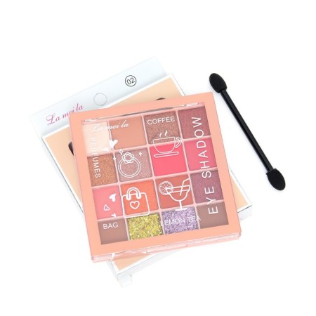 Palette of shadows for the eyelids, 16 colors