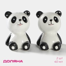 Set for spices of the Panda Dolyan, 2 items: Solonka 40 ml, list of 40 ml, white and black color