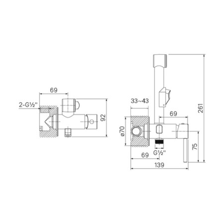 Mixer for IDDIS AXES 003BLR08, single -leaf, shower set, built -in, black 977264-3