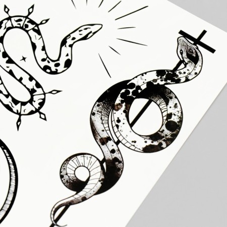 Tattoo on the body black "snakes" 21x14.8 cm-2