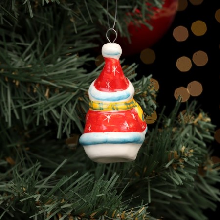Fir -tree porcelain toy "Snowman in the cap", 7 cm-1