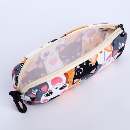 School backpack from textiles on a zipper, 3 pockets, pencil case, colorful color/orange-9