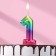 Candle in the cake "Watercolor", number 1, 6 cm