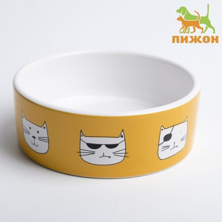 Ceramic "Danger cats" 230 ml 12.5 x 4.5 cm, white-orange-1