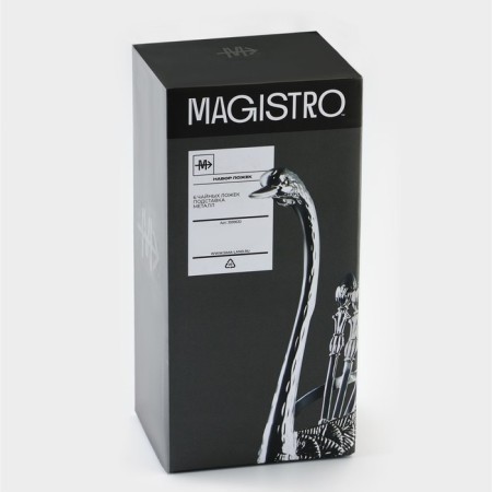 Set of spoons on the stand Magistro "Silver Swan", 7.5 × 5 × 14 cm, silver color-10