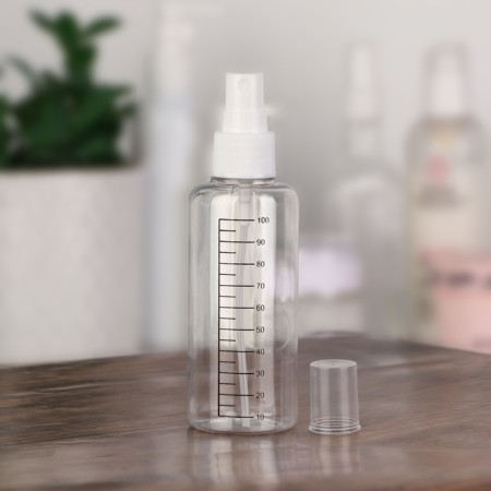 A bottle for storage, with a spray, with a division scale, 100 ml, white/transparent color-2