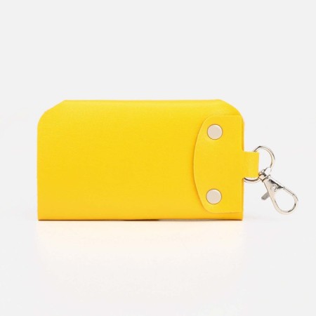 Key on the buttons, length 11 cm, 7 carabiners, yellow color-1