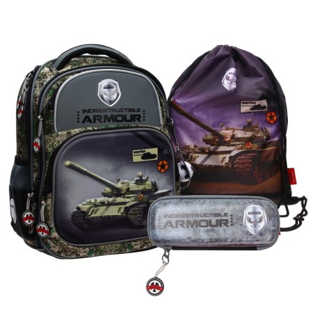 Frame backpack 35 x 28 x 15 cm, Across 178, filling: bag, pencil case, camouflage ACR22-178-4
