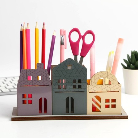Organsiser for the Troynaya Office, on the stand "Pink House", 6.5 x 6.5 x 10.2 cm-1