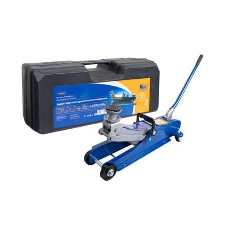 The rolling jack Kraft KT 820011, low-profile, rubber support, case, h = 80-360 mm, 2 t