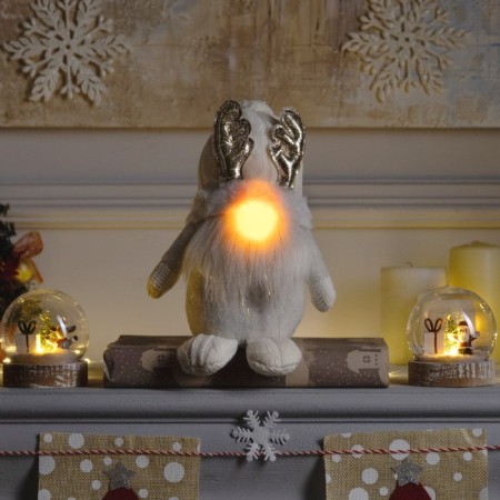 LED figure "White Gnome" 20 × 24 × 10 cm, textiles, batteries AG10x3, glow warm white