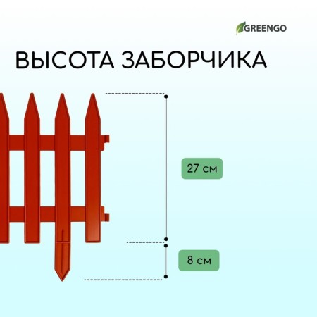 Decorative fence, 35 × 210 cm, 5 sections, plastic, terracotta, Gotika, Greengo-2