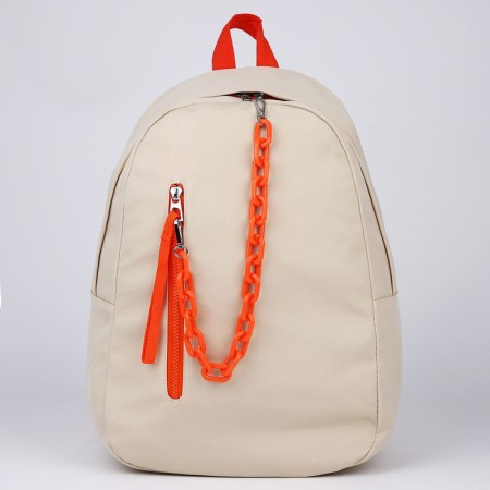School textile school with pocket, beige color, 45x30x15 cm-4