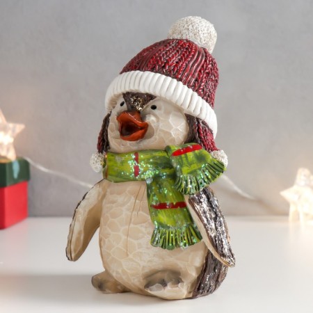 Polystone souvenir "Penguin in a red hat and green scarf" 17.5x11.5 cm-3