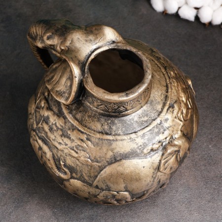 Kashpo - Vase "African Elephants" 22x26x22cm, Bronze-4