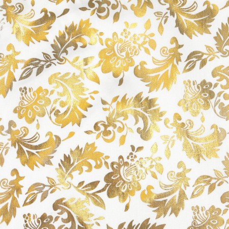 Loskot for needlework, atlas, gold pattern on white, 50 × 75 cm-1