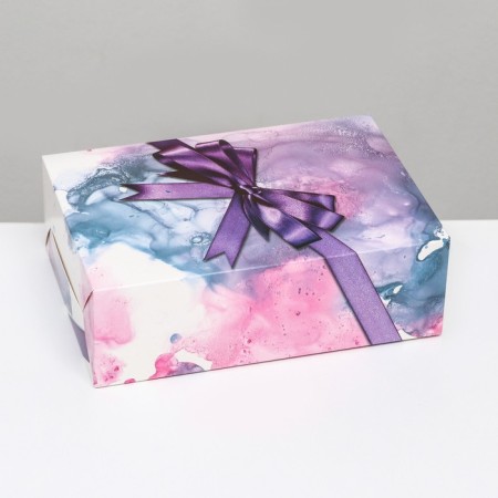 Folding box "Gift" with a purple bow, 16 x 23 x 7.5 cm-1
