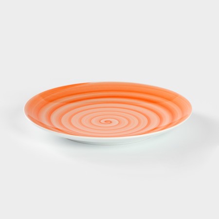 Porcelain plate Infinity, d = 24 cm, orange color-1