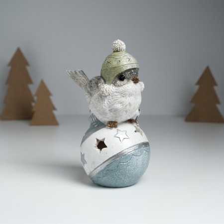 Souvenir Polystone Light "Voriski in a hat sits on the New Year's ball" Gray 7.6x9.5x15 cm