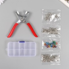 Tool for installation of eyelets 14.5x5 cm + eyelets 50 pcs 9.5 mm + box 9.7x17x2.1 cm