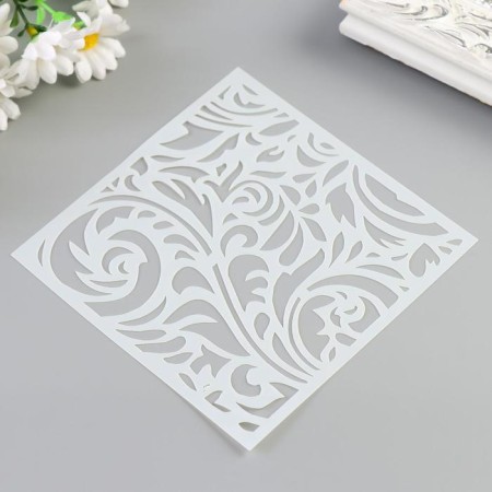 Plastic stencil "Plant pattern" 13x13 cm-1