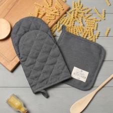 ECO GREY ETITA kit: mittens 15x28cm, 19x19cm tack, 100% linen, 245 g/m2