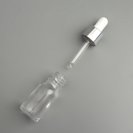 A bottle for storage, with a pipette, 10 ml, silver/white color-3