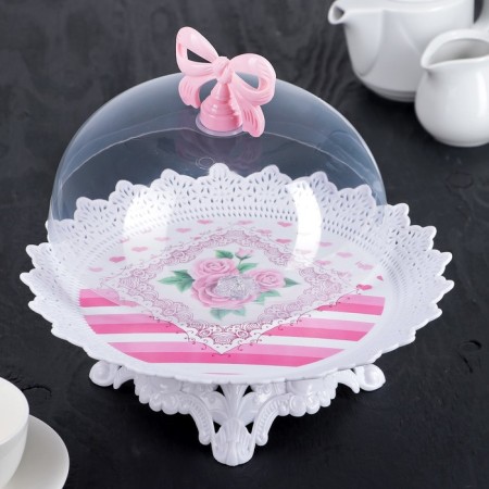 A dish for a cake and cakes with a lid "Bant", d = 18.5 cm, color mix-3