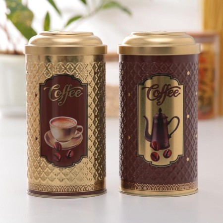 Bank with a lid for bulk products "Coffee", 900 ml, D = 8.5 cm, round, Mix drawing-2