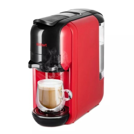 Coffee machine KitFort KT-7403, capsule, 1450 watts, 0.6 l, black-red
