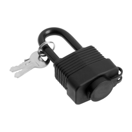 Lockland hinged lock, 40 mm, moisture -proof, long puff, 2 keys, black color-1
