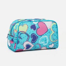 Cosmetic bag with zipper, turquoise color
