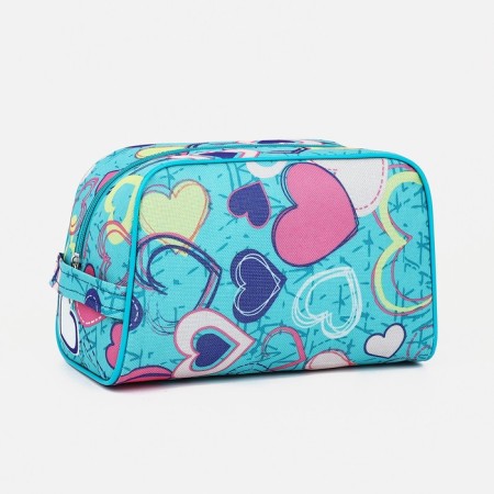 Cosmetic bag with zipper, turquoise color