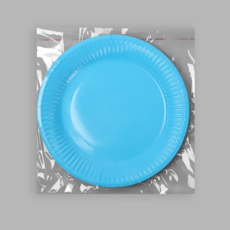 Disposable plate plate monophonic, blue color (18 cm)-4