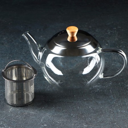 Glass teapot "Eple", 600 ml, with metal sieve-3