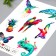 Tattoo on the body "Birds, reptiles" 10x15 cm