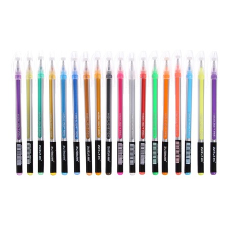 A set of gel pens 18 colors, a striped silver body, in a blister on a button-2